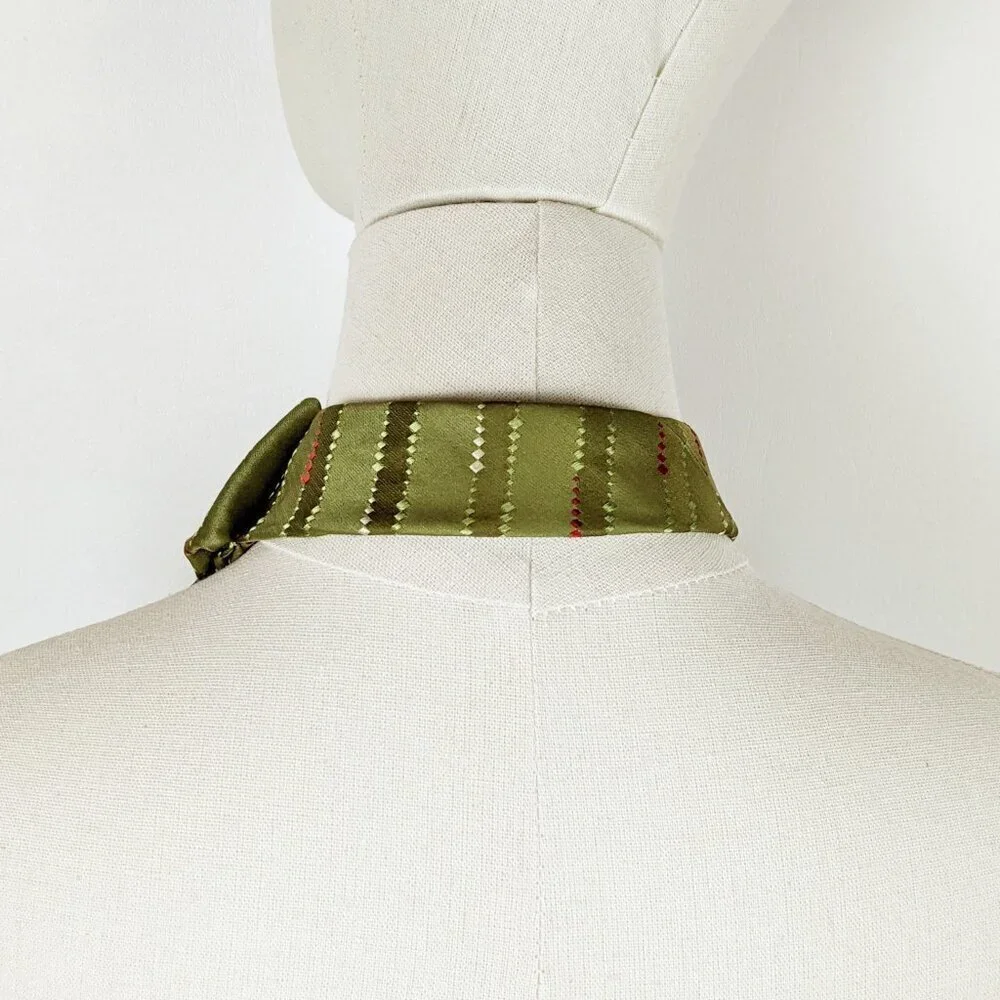 Women's Chartreuse Ascot Scarf - Green Silk Retro Scarf
